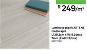 Artens Laminate Plank Medio Apia L129.2cm x W19.3cm x 7mm (2.49Sqm/Box) 81477258-Per Sqm