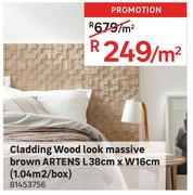 Artens Cladding Wood Look Massive Brown L38cm x W16cm (1.04 Sqm/Box) 81453756-Per Sqm