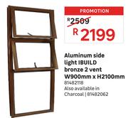 IBuild Aluminium Side Light Bronze 2 Vent W900mm x H2100mm 81482118