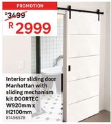 Doortec Interior Sliding Door Manhattan With Sliding Mechanism Kit W920mm x H2100mm 81456578