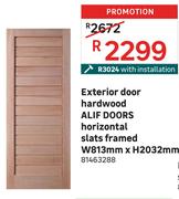 Alif Doors Exterior Door Hardwood Horizontal Slats Framed W813mm x H2032mm 81463288