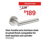 Door Handle Oula Stainless Steel Brushed Finish Compatible For Both Keyhole & Cylinder 81483008