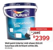Dulux Wall Paint Interior Mid Sheen Luxurious Silk Brilliant White 81416456-20L