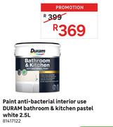 Duram Paint Anti Bacterial Interior Use Bathroom & Kitchen Pastel White 81417122-2.5L