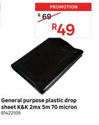 K&K General Purpose Plastic Drop Sheet 2m x 5m 70 Micron 81422109
