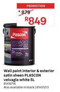 Plascon Wall Paint Interior & Exterior Satin Sheen Velvaglo White 81416716-5L