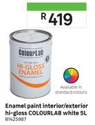 Colourlab Enamel Paint Interior/Exterior Hi-Gloss White 81425987-5L