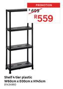 Shelf 4 Tier Plastic W60cm x D30cm x H145cm 81434960
