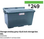Storage Smokey Grey Clip & Lock Storage Box 80L 81484262