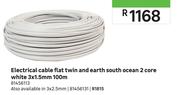Electrical Cable Flat Twin & Earth South Ocean 2 Core White 3x1.5mm-100m