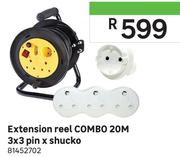 20M Extension Reel 3x3 Pin x Shucko Combo