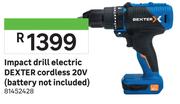 Dexter 20V Cordless Electric Impact Drill (Battery Not Included)