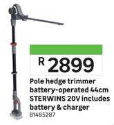 Sterwins Battery Operated Pole Hedge Trimmer 44cm 20V (Includes Battery & Charger)