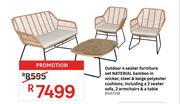 Naterial Outdoor 4 Seater Furniture Set Bamboo In Wicker, Steel And Beige Polyester Cushions