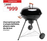 Naterial Charcoal Braai With 2 Wheels Phoenix Alpha 