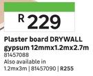 Drywall Plaster Board Gypsum 12mm x 1.2m x 2.7m