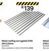Metal Roofing Corrugated Z100 3.6m 0.25mm