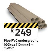 PVC Pipe Underground 100kpa 110mm x 6m
