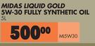 Midas Liquid Gold 5W-30 Fully Synthetic Oil MI5W30-5L