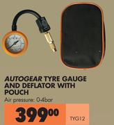 Autogear Tyre Gauge & Deflator With Pouch TYG12
