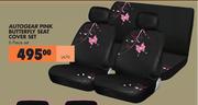 Autogear Pink Butterfly Seat Cover Set 6 Piece Set LA70