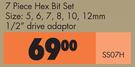 Autogear Sockets & Bit Sets 7 Piece Hex Bit Set SS07H