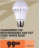 Chargepro 5W Rechargeable A60 E27 Cool White Bulb CPE029-220V