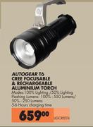 Autogear T6 Cree Focusable & Rechargeable Aluminium Torch LIGCREET6
