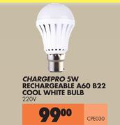 Chargepro 5W Rechargeable A60 B22 Cool White Bulb CPE030-220V