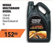Midas Multigrade Diesel 15W-40 CH 4/SL Petrol & Diesel Oil M140TD-5Ltr
