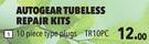 Autogear Tubeless Repair Kit of 10 Piece Type Plugs TR10PC