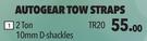 Autogear 2 Ton 10mm D-Shackles Tow Strap TR20