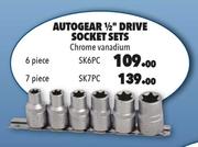 Autogear 6 Piece 1/2" Drive Sockets Sets Chrome Vanadium SK6PC