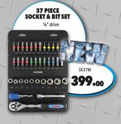 Midas 37 Piece Socket & Bit Set 1/4" Drive SK37M