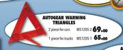 Autogear Warning Triangles 2 Piece For Cars WS1205-2