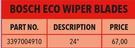 Bosch Eco Wiper Blades 24" Part No 3397004910