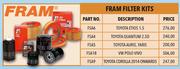 Fram Filter Kit For VW Polo Vivo Part No FSA18