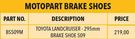 Motopart Brake Shoes For Toyota Lacdcruiser 295mm Brake Shoe 509 Part No BS509M