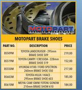 Motopart Brake Shoes For Toyota Hilus/ Hiace 295mm Brake Shoe 603 Part No BS603M