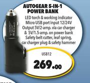 Autogear 5 In 1 Power Bank USB12