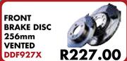 Front Brake Disc 256mm Vented DDF927X For VW Polo Vivo 1.4i 2010