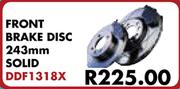 Front Brake Disc 243mm Solid DDF1318X For Toyota Tazz 130 & Sport 2001-2006
