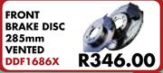 Front Brake Disc 285mm Vented DDF1686X For Toyota Quantum 2.7 2004