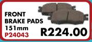 Front Brake Pads 151mm P24043 For Toyota Tazz 130 & Sport 2001-2006