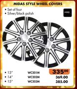 Midas Style Wheel Covers 14” WC202m