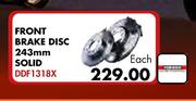 Toyota Tazz 130 & Sport Front Break Disc 243mm Solid DDF1318X-Each