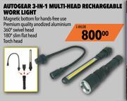 Midas Autogear 3 In 1 Multi Head Rechargeable Work Light L-WL08