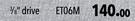 Midas 2 Piece Extension Bar Sets 3/8" Drive ET06M