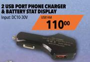 Midas 2 USB Port Phone Charger & Battery Stat Display USB14M