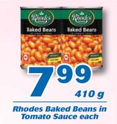 Rhodes Baked Beans In Tomato Sauce-410g Each
